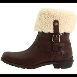 Ugg Bellvue Dark Brown leather Size 8 EUC
